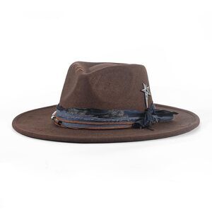 1948 Big Brim Boho Hat Fedora Mens Women Felt Western Dress Up Hats